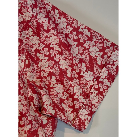 IZOD Saltwater Men's XXL Pinkish/Red Hawaiian Floral Short Sleeve Shirt Beach - Picture 7 of 12